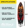 image:imageOld Town Ocean Kayak Sonata 106 MK Solo SitonTop Recreational Motorized Kayak with Minn Kota Motor LED Lighting and Marine Speakers 10 ft 6 inLava